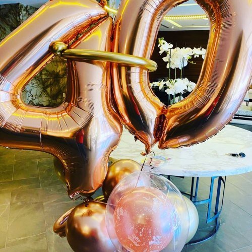 Balloon Bouquet #97, 40th-Birthday-Rose-Gold-Balloons