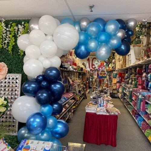 Balloon Bouquet # 71, Balloon-Garland-Blue-White