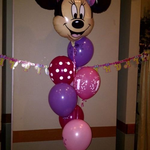 Balloon Bouquet # 44, Bouquet-with-Minnie-Mylar