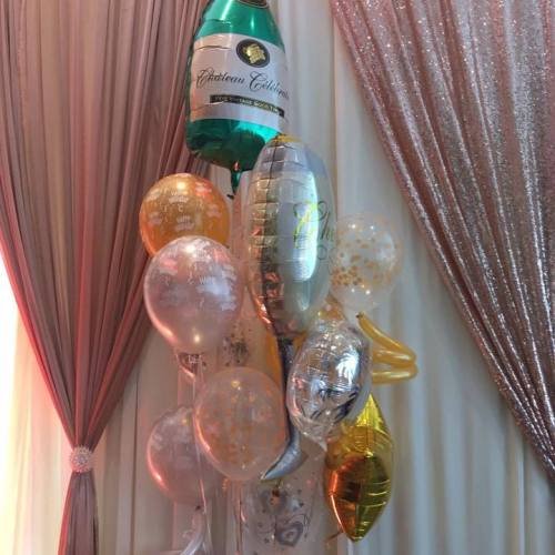 Balloon Bouquet # 51, Champagne-Mylar-Birthday-Balloon-Bouquet