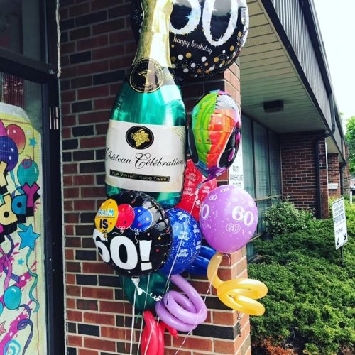 Balloon Bouquet # 26, Champagne-Milestone-Birthday-Bouquet