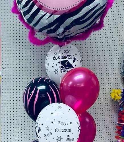 Balloon Bouquet # 73, Congrats-Grad-Pink-Balloon-Bouquet