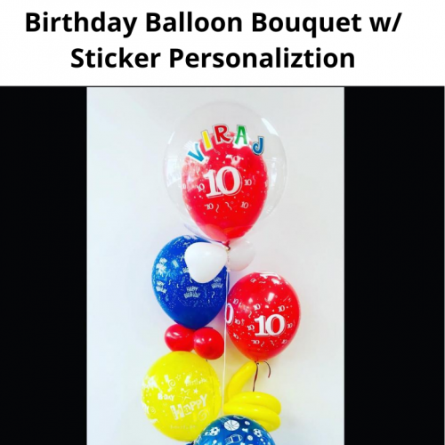 Balloon Bouquet # 24, Double-Bubble-Colorful-Birthday-Balloon-Bouquet-with-Sticker-Personaliztion