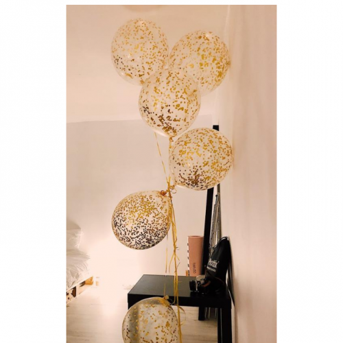 Balloon Bouquet # 17, Gold-Confetti-Balloons