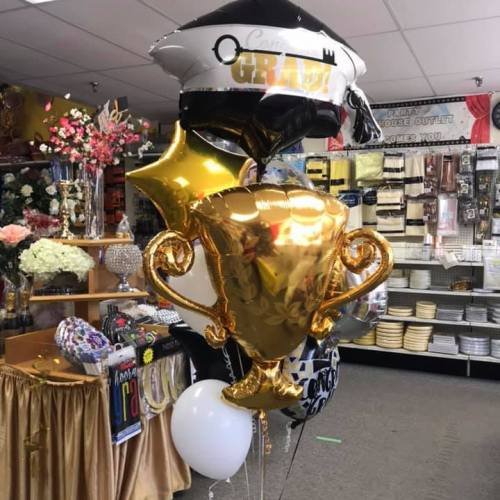 Balloon Bouquet # 47, Graduation-Balloon-Bouquet-Trophy