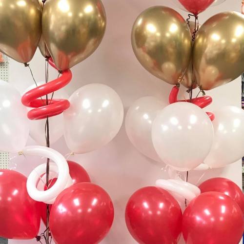 Balloon Bouquet #94, Red-Gold-Customized-Balloon-Bunches