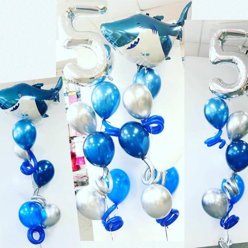 Balloon Bouquet # 79, Shark-Theme-5th-Birthday