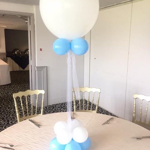 Balloon Bouquet # 65, White-and-Blue-Bouquet