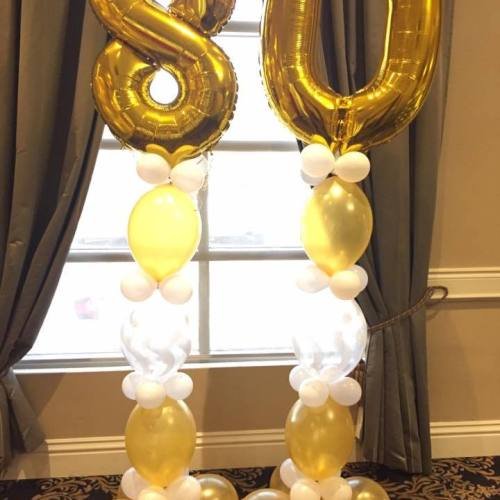 80th Birthday Balloon Pillar