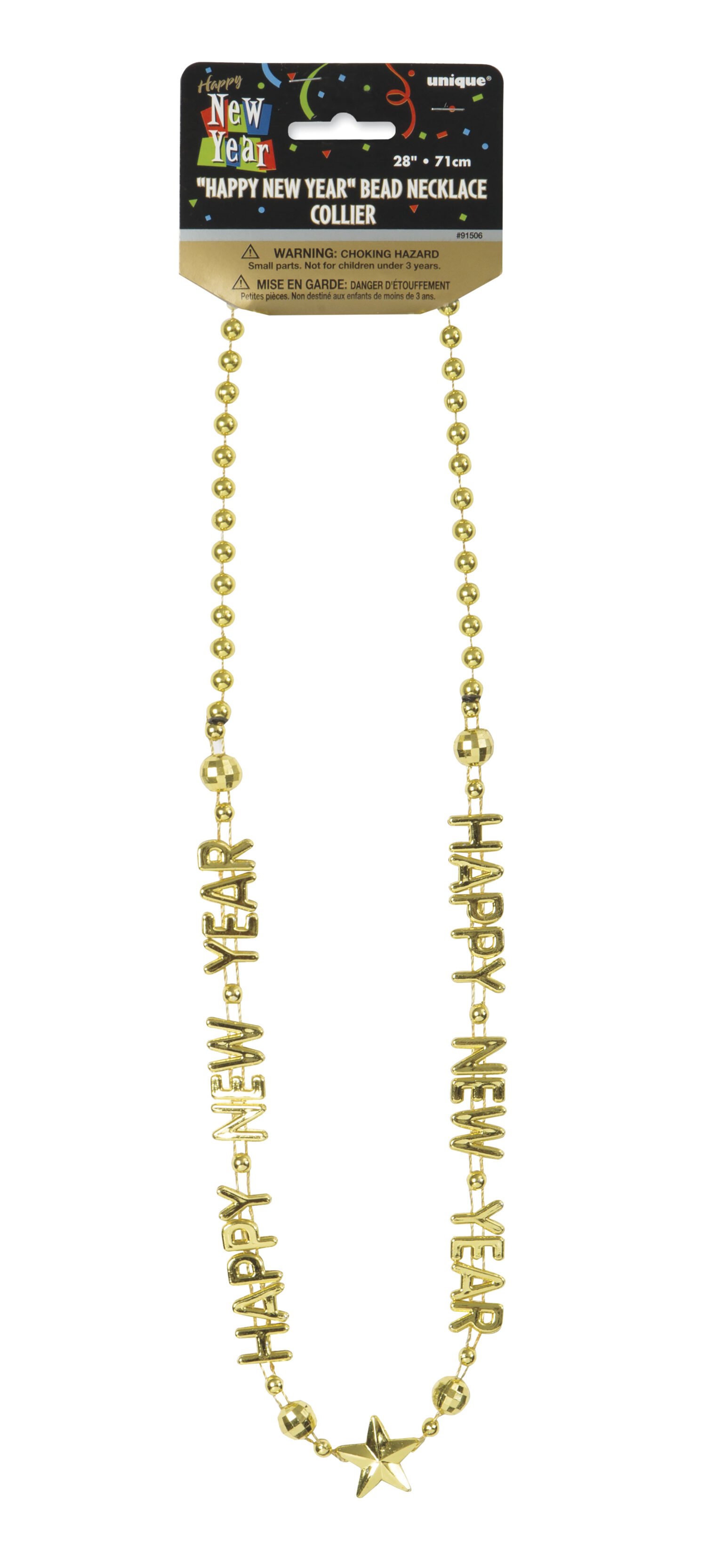 zNew Year's Bead Necklace Assorted Silver & Gold