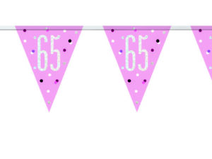 65th birthday pink banner