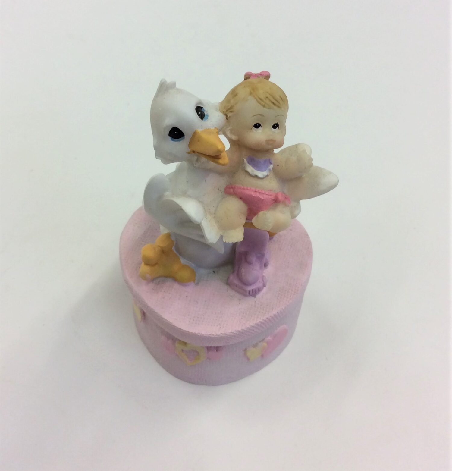 Swan Holding Baby Girl Trinket Box, Baby Shower Favour