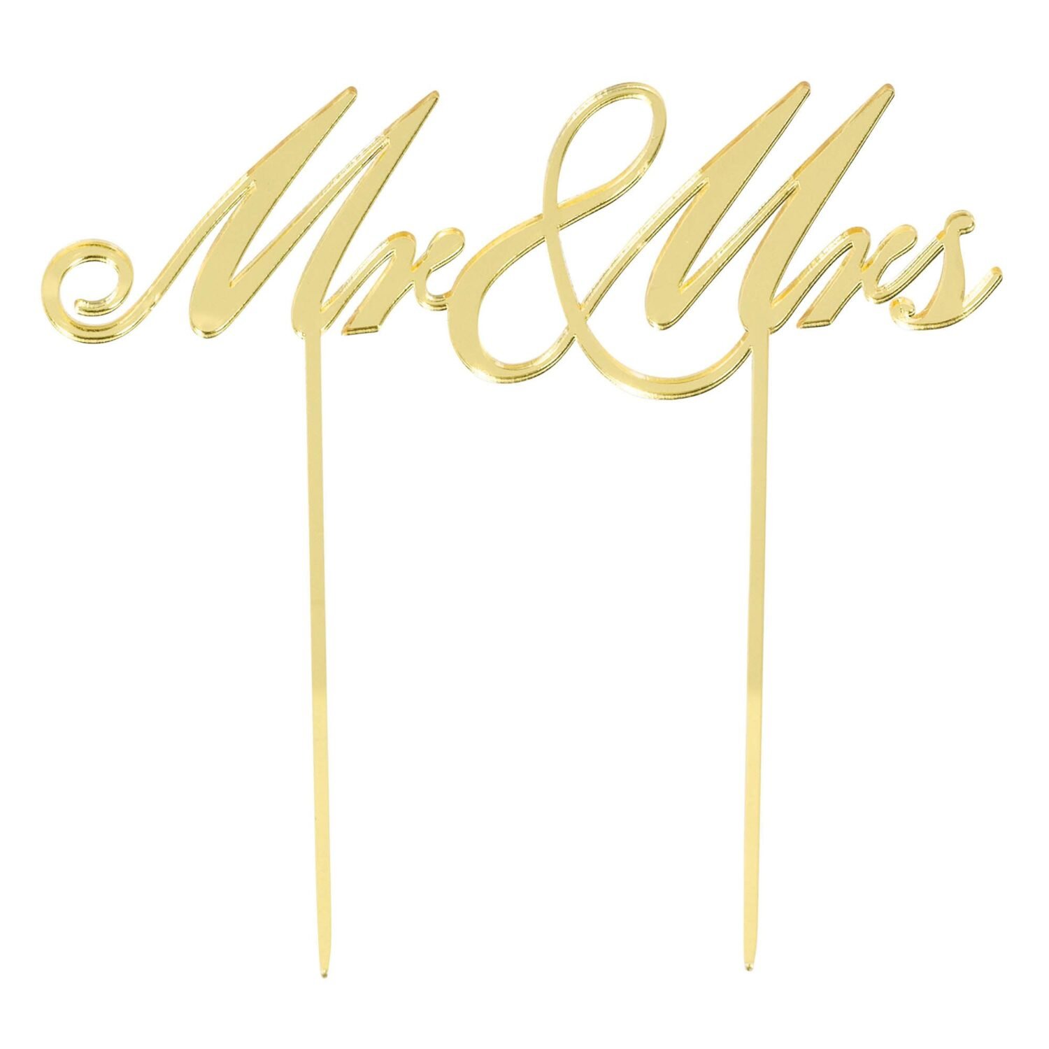 Mr & Mrs Wedding Cake Topper - 1 Pc, Gold