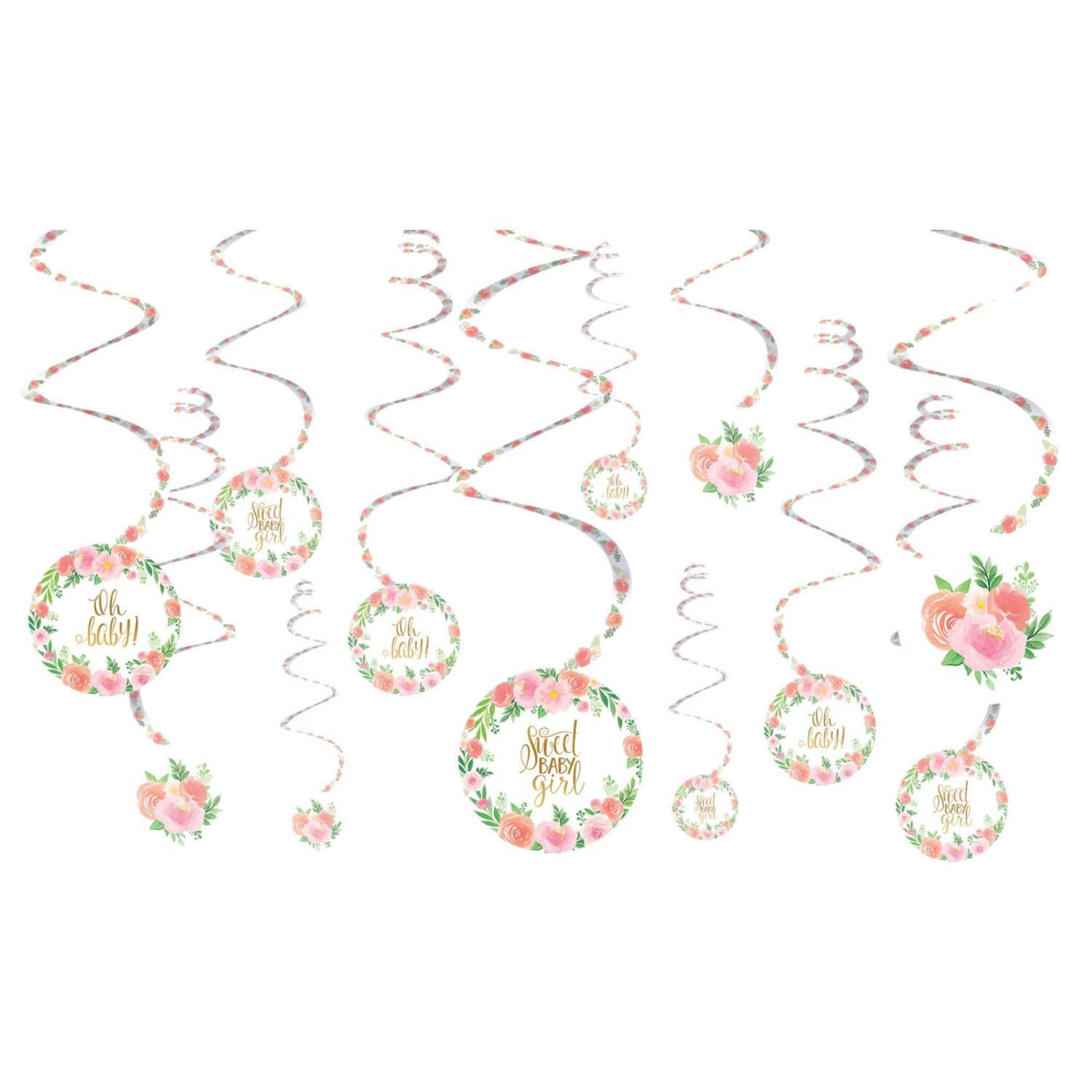 Sweet Baby Girlz Swirl Decorations, Baby Girl Shower Decorations.