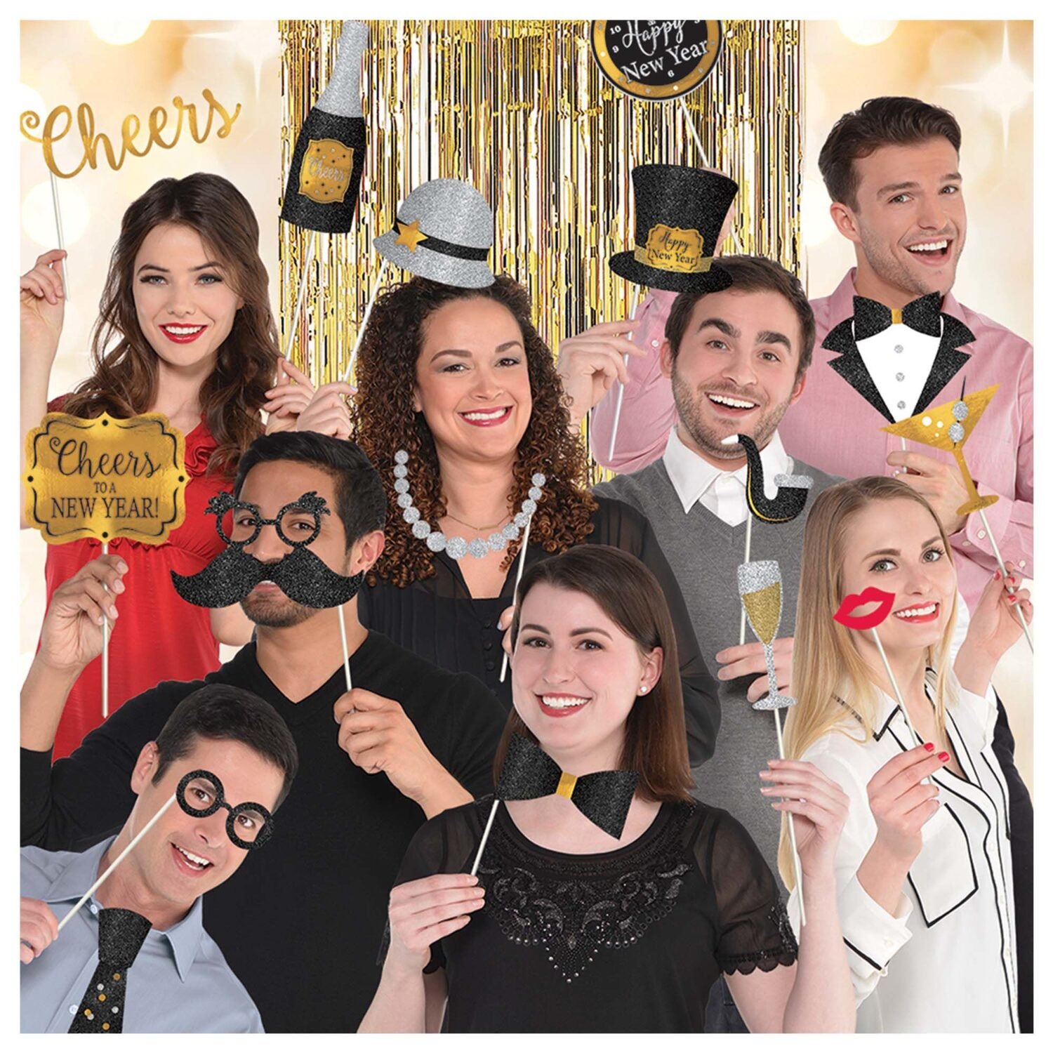 New Year's Deluxe Photo Props With Glitter & Foil