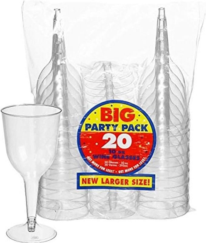 Clear Plastic Wine Glasses 10oz 20ct