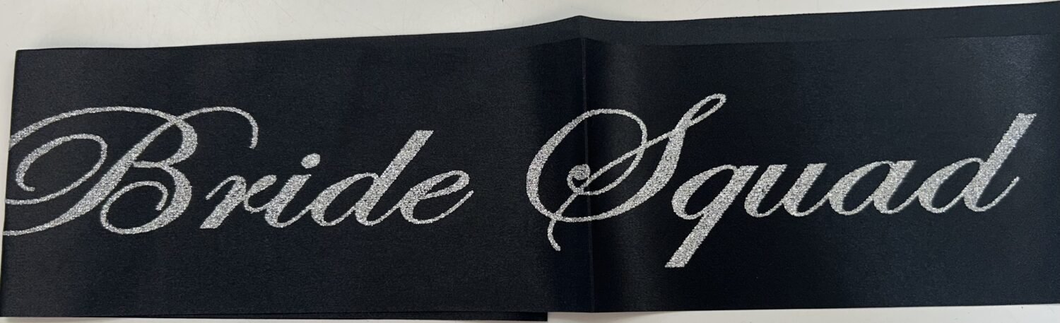 Bride Squad Sash, Black with Silver Writing
