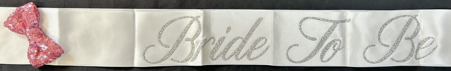 Bride To Be Pink Sash, Pink Sequin Bow, 1pc