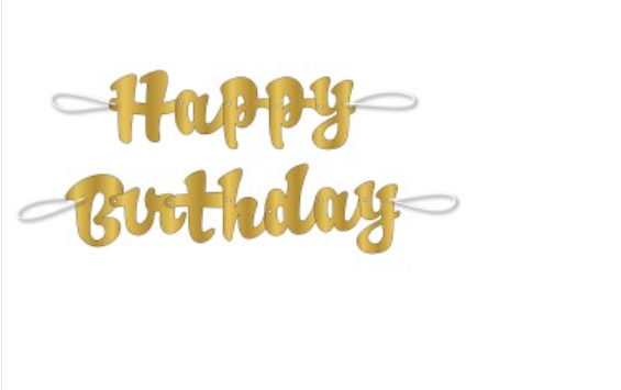 Happy Birthday Banner Gold Script