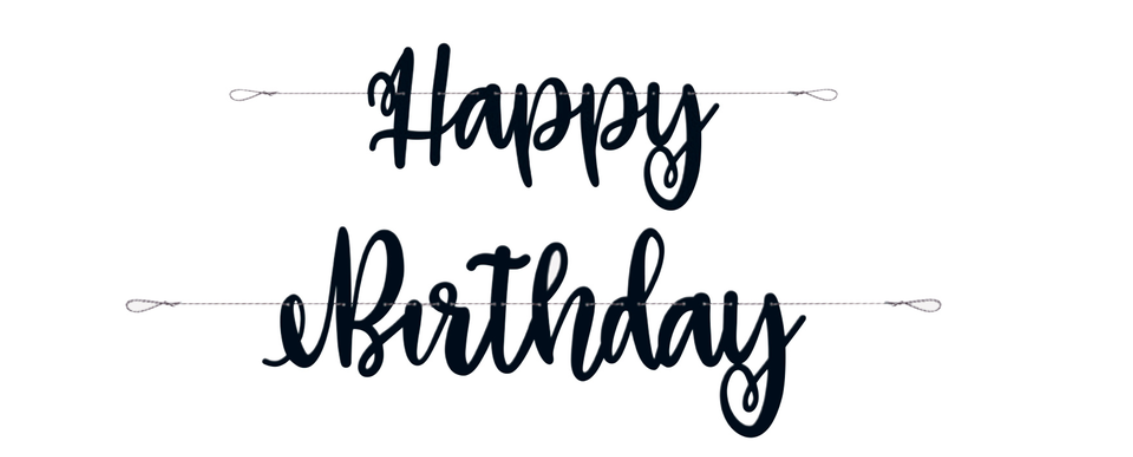 Happy Birthday Banner Black Script, 6ft