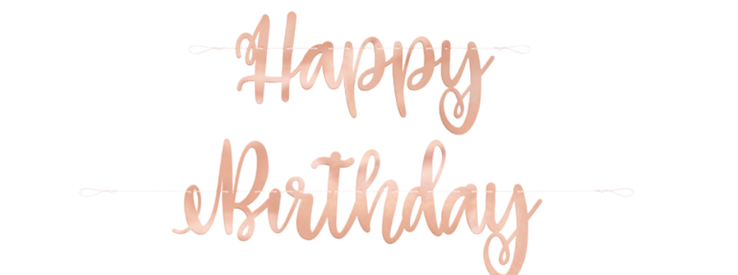 Happy Birthday Banner Rose Gold Script, 6ft