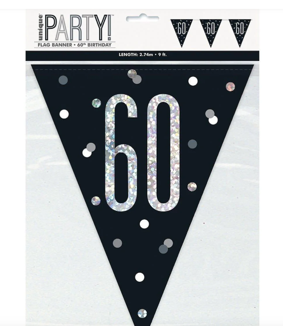 60th Birthday Banner, Pennant Banner